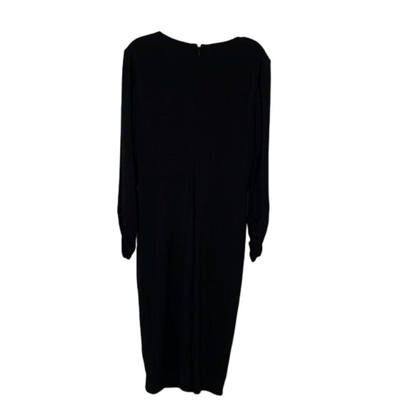 Tadashi Black Twist  Knot Cocktail Dress Womens Medium Lined V-Neck Ruching - Picture 6 of 13